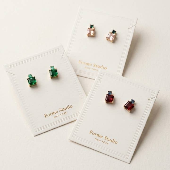 Garnet and Aquamarine Delicate Studs — listing image 5 of 5